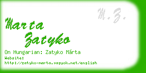 marta zatyko business card